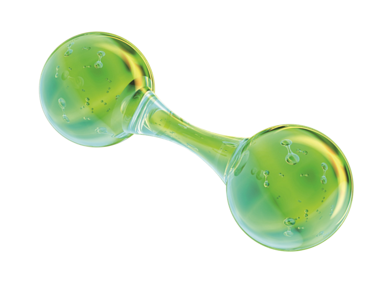 A hydrogen molecule symbolizing green hydrogen