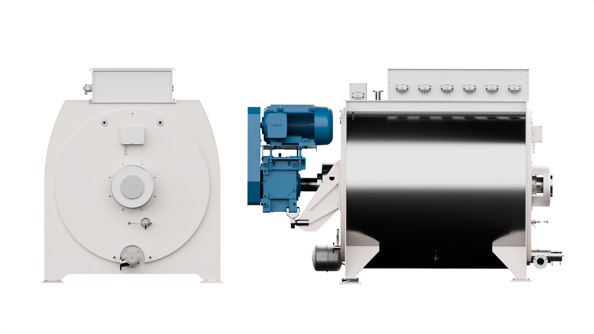 BCD Batch Conche Double shaft 3d rendering side view of a BCD Batch Conche Double shaft