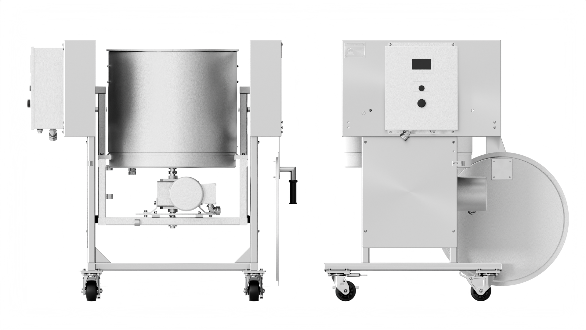 M320 Magnum Nut Coater 3d rendering side view of M320 Magnum Nut Coater