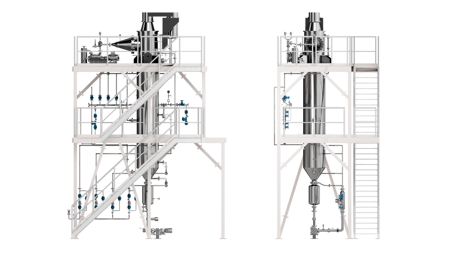 TFL Thin Film evaporator Liquor 3d rendering side view of TFL Thin Film evaporator Liquor
