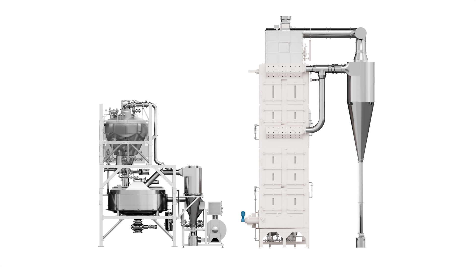 CCL Continuous Conditioner Louver / BDB Batch DeBacterizer 3d rendering side view of CCL Continuous Conditioner Louver / BDB Batch DeBacterizer