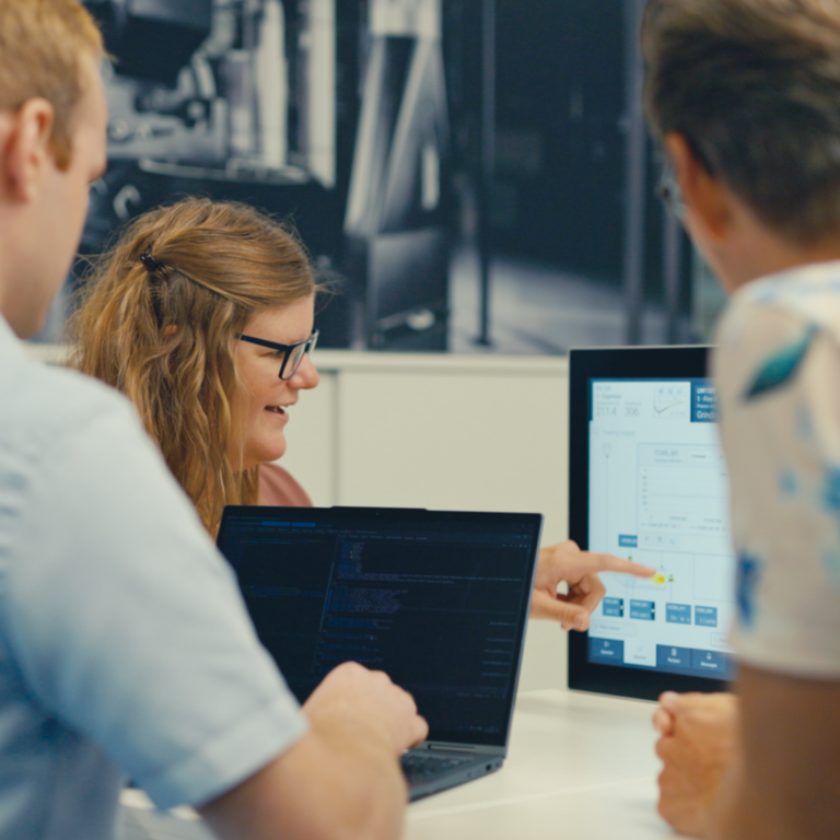 Partnerships at PROBAT Three people looking at screen