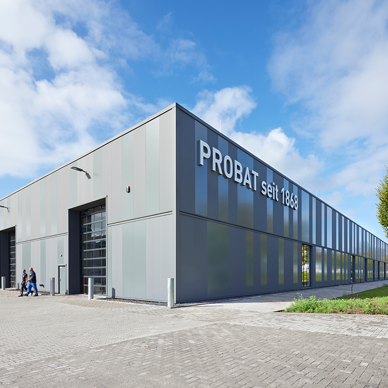 Large gray building with PROBAT logo