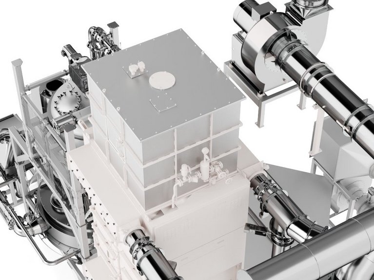 3d rendering side view of CCL Continuous Conditioner Louver / BDB Batch DeBacterizer