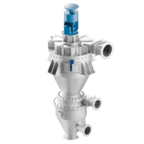 Air classifier for industrial particle separation and product classification, featuring a vertical process housing and motor drive