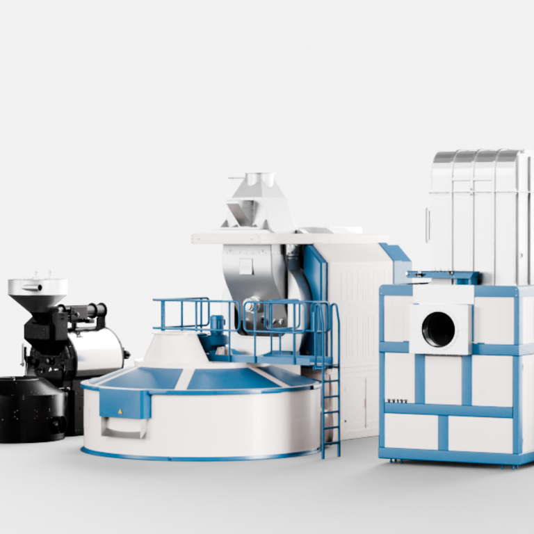 roasting machine line up 3d image of four roasting machines in a row