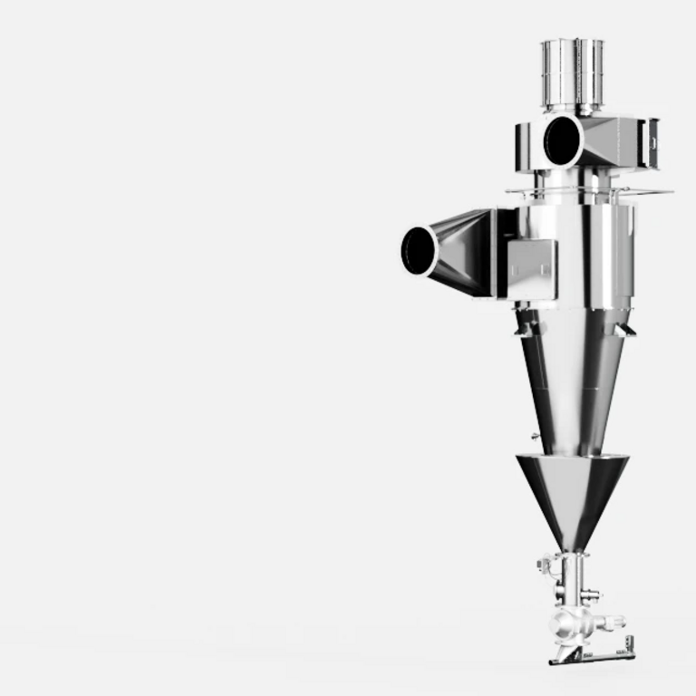 High-Performance Cyclone for treatment of roasting, cooling and destoner exhaust air 3d rendering of High-Performance Cyclone